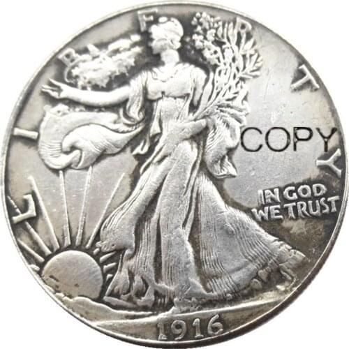 US 1916 PSD Walking Liberty Half Dollar Silver Plated Copy Coins