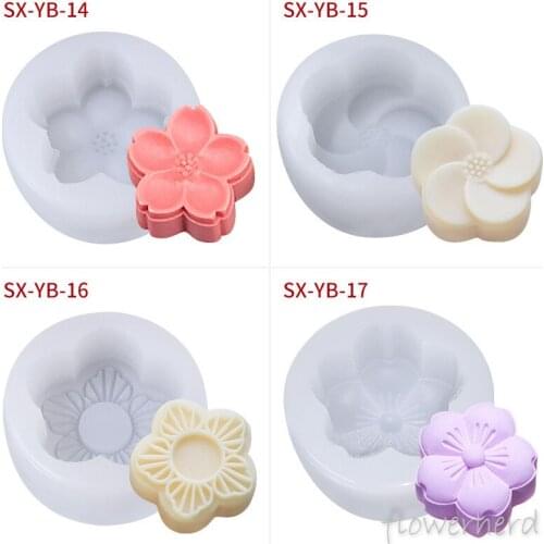 Round Peach Blossom Moon Cake Silicone Molds Handmade Soap Moulds Candle Mold Mousse Cake Jello Fondant Silicone Mold