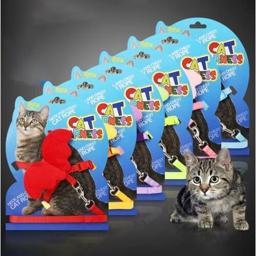 Angel Wings Cat Collars Leads Chain for Cats Pet Leash Pets Kittens Collar With Names Items Stuff Goods Animals Accessories Pink