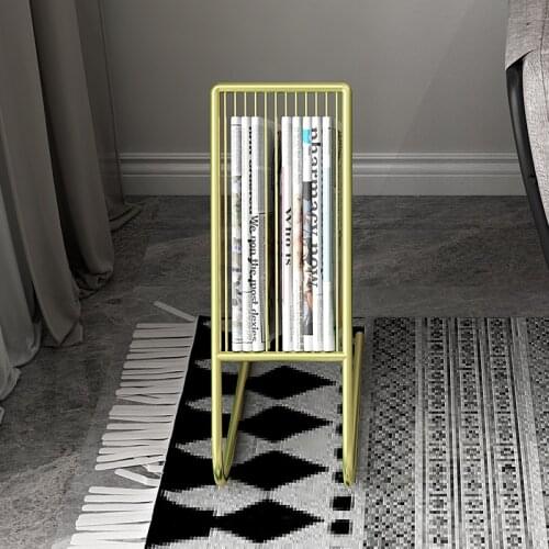 "L" design Nordic wrought iron small magazine rack high temperature baking paint creative floor storage newspaper and newspaper