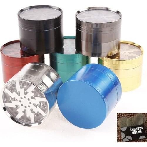 Hot 4 Layers Solid color 63mm lightning style metal material Smoking Herb Grinders Tobacco Cigarette Combustion piece gift