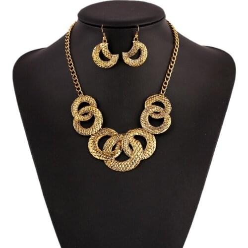 LZHLQ Geometric Splice Circular Necklace Vintage Metal Pattern Necklaces Women Sweater Jewelry Statement Brand Accessories