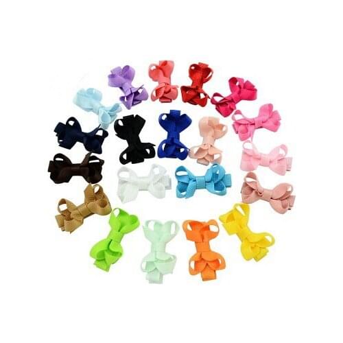 Girl mini Hair Bows clips accessories all wrapped Ribbon High Quality Lined Alligator clip Children Hairpin 200pcs FJ3232