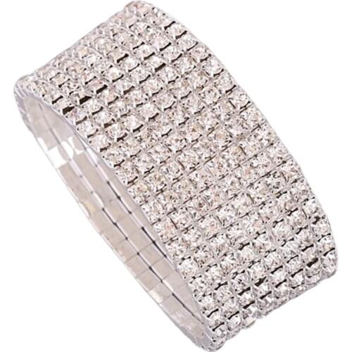 Full Rhinestone Inlaid Bracelet Mutilayers High Stretchy Sparking Bracelet Personality Fashion Jewelry Gift for Women TT@88