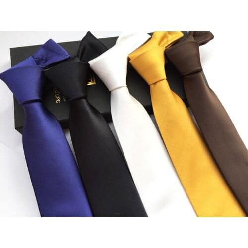 6cm Fashion Skinny Ties Men Solid Necktie High Quality Woven Gravatas Wholesale