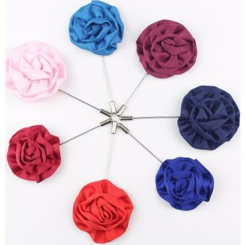 Fashion Boutonniere Flower Stick Lapel Tie Pin Brooch Wave Badge Cloth Breastpin