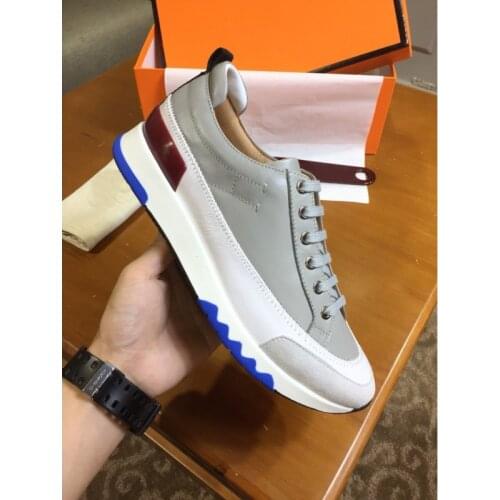 2021 Spring/Autumn Casual Genuine Leather Shoes Running Tennis Shoes Driving Shoes White Blue Men Luxury Brand Sneakers