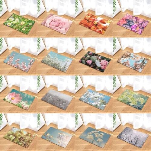 40x60cm Non-slip Flannel Floor Mat Flower Rose Cactus Plant Doormat for Entrance Floor Mat Door Mat Carpet tapis Kitchen Mat