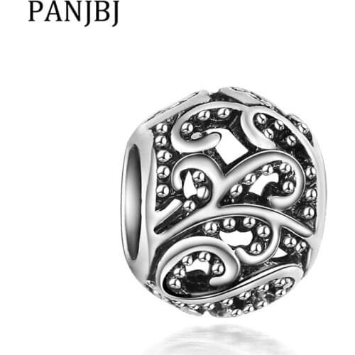 New Original Alloy Silver Plated Bead Alloy Vintage Hollow Leaf Charm Fit Bracelet Necklace DIY Women Jewelry