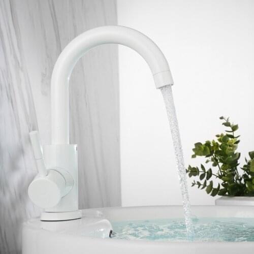 Baking finish White Bathroom sink faucet stainless steel Hot and Cold Water lead free Basin Tap Mixer Sink faucet