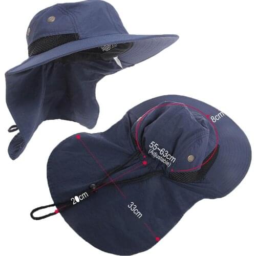 Fashion Sun Hat Bucket Hat Summer Men Women Fishing Boonie Hat Sun UV Protection Long Large Wide Brim Bob Hiking Outdoor