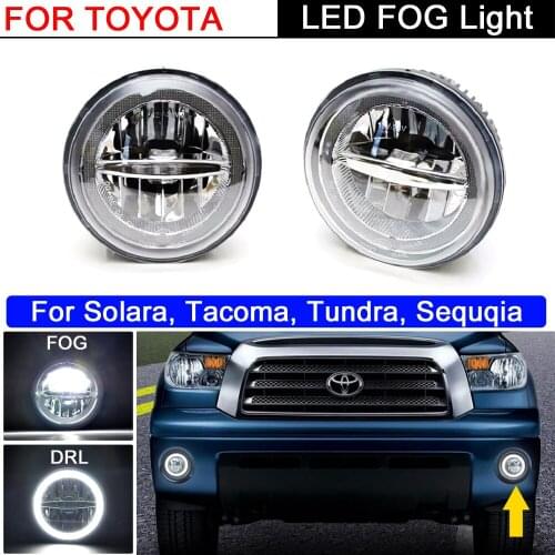 White Cree LED Daytime Running Light Fog Lamps For Toyota Tundra Tacoma Sequoia or Solara