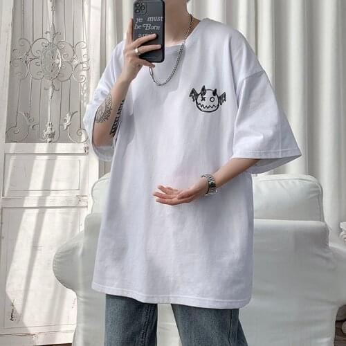 PRIVATHINKER Spring Summer Mens T-shirts Korean Style Loose T-shirt Printed Casual T-Shirt Couple Fashion T-shirts