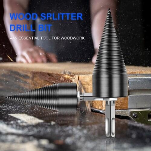 Wood Splitter Drill Bit Firewood Log Splitter Drill Bit Heavy Duty Drill Screw Cone Driver 32mm with Removable Square Shank