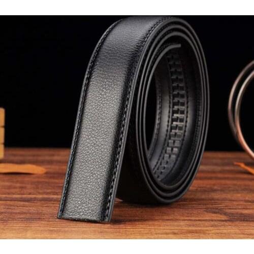 1pc New High Quality Luxury Mens Leather Automatic Ribbon Waist Strap Black Belt Without Buckle Suit for Vintage Jeans