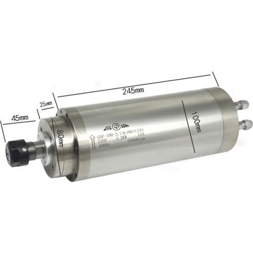 Engraving machine water-cooled motor spindle, 3.2KW 220/380V 12A 400HZ speed 0-24000rpm chuck ER20 motor diameter 100mm