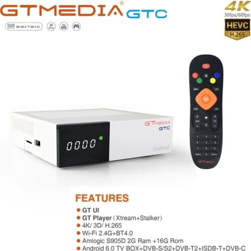 GTMEDIA GTC Android 6.0 TV Box Satellite Receiver Combo Receptor DVB-T2/S2/C/ISDBT H.265 Built-in Wifi 2.4G BT4 Set Top Box