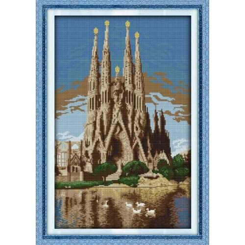 Everlasting Love Castle In The Sea Chinese Cross Stitch Kits Ecological Cotton Stamped Printed 11 14CT DIY Christmas Decorations