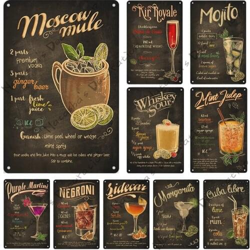 Gin & Tonic Vintage Metal Plaque Bar Decorative Plate Retro Poster Metal Tin Sign Bar Home Club Restaurant Wall Decor Signs