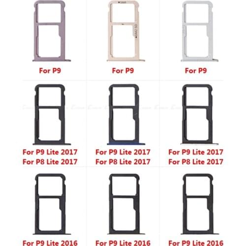 For Huawei P9 / P9 P8 Lite 2016 2017 Nano Sim Card Holder Tray Dual SD Card Slot Replacement Parts