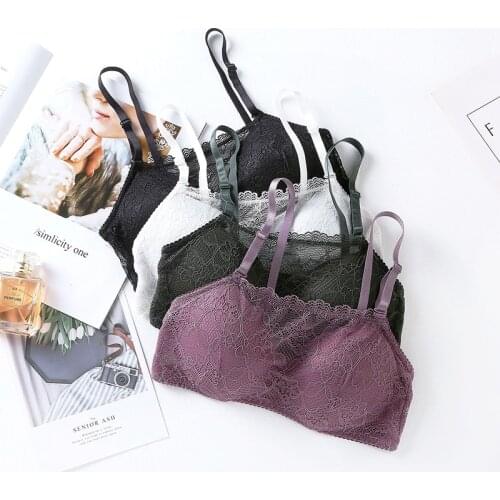Women Sexy Lace Bralette Wire Free Push Up Bra Wrapped Hollow Out Underwear Female Crop Tops Lingerie S M L XL