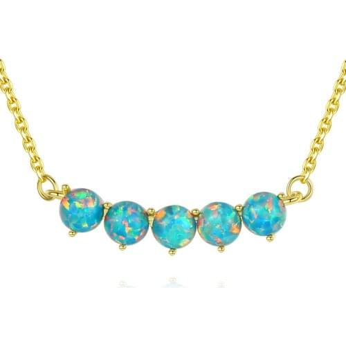 MetJakt S925 Sterling Silver Women Opal Pendant Necklace