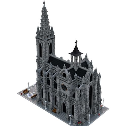 21755 PCS MOC Toys City Street Scene Classic Cathedral Church Architecture Building Blocks Modular Construction Block Model