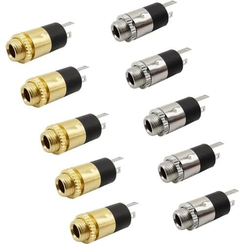 5Pcs Gold/Silver Plated 3.5mm Female Socket Jack With Screw Stereo Audio Pulg Headphone Connector PJ392 PJ-392