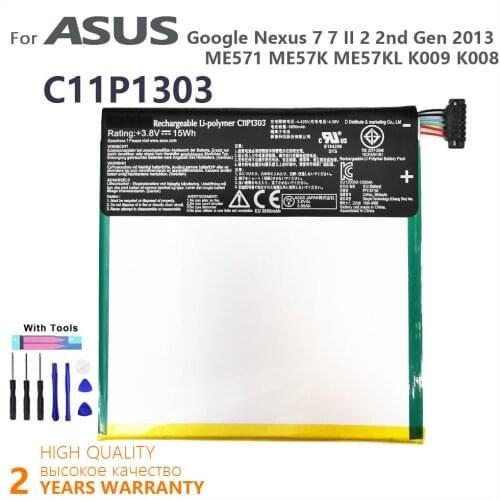 100% Original 4270mAh C11P1303 Tablet PC Battery For ASUS Google Nexus 7 II 2nd ME571 K009 K008 ME57K ME57KL With Tools