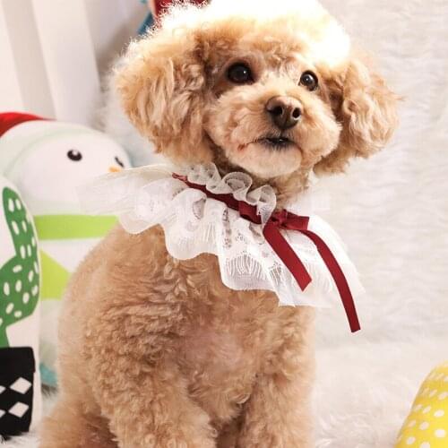 Puppy Pet Accessories Dogs rabbit lace collar saliva towel New Year Christmas neck circumference