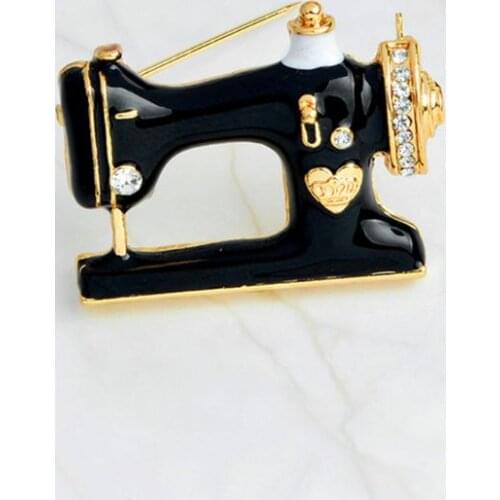 New Fashion Cute Sewing machine Brooches Trendy Black Metal Brooch Pins Charm Jewelry for Women Girls