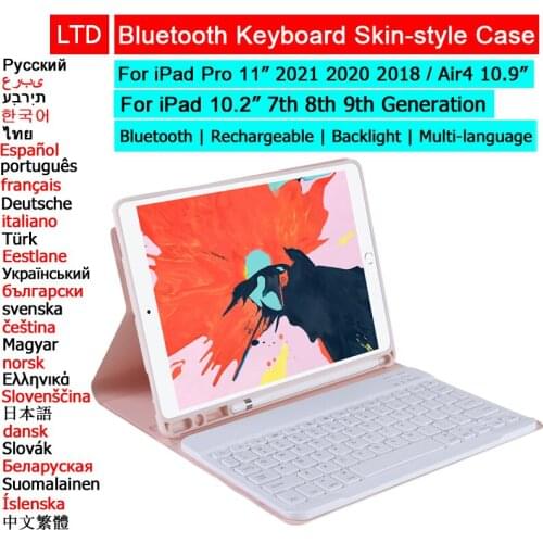 Wireless Bluetooth Russian Keyboard Case For iPad 10.2 7th 8th Pro 11 2021 2020 2018 Air 4 3 2 1 10.9 10.5 2017 9.7 Tablet Case