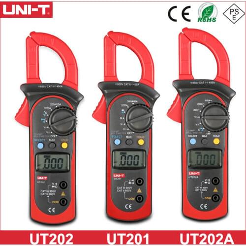 UNI-T UT202A UT201 UT202 Digital Clamp Multimeter AC/DC Voltmeter With Temperature Test AC Current Meter Multi Tester