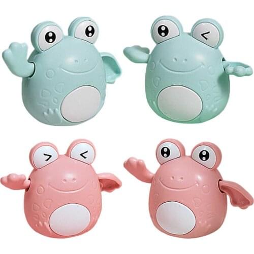 Baby Cartoon Frog Bath Toys Cute Safe Non-fading Plastic Bath Toys Clockwork Animals Frog Toy Water Playing Toy For Infant Gift