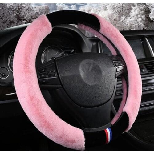 DONYUMMYJO Plush Car Steering Wheel Cover Winter Warm Size M fit 95% Cars for Lady Women Girls Cute Thickening faux fur