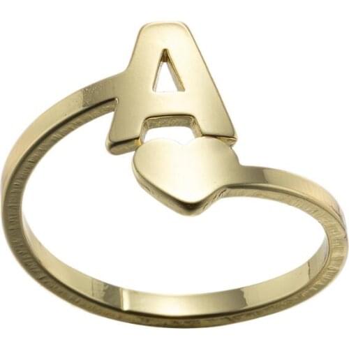 Hot Sale Trend A-Z Adjustable Ring Personality Letter Heart-Shaped Name Ring Stainless Steel Couple Wedding Ring Female Jewelry
