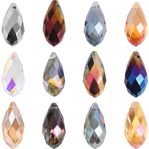 Crystal Teardrop Pendant 10*20/12*25MM Czech Lampwork Glass Drop Faceted Beads Chinese Beading Wholesale Needlework Accessorise
