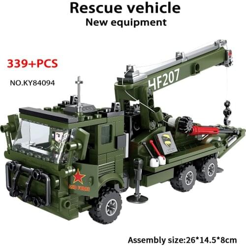KAZI 84094 Rescue vesicle new equipment Military crane vehicle Truck Armour army Model Building Blocks Sets Educational kid gift