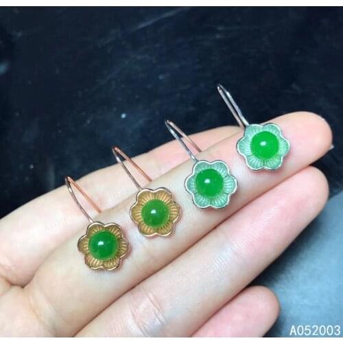 KJJEAXCMY Fine Jewelry 925 sterling silver inlaid natural Jasper female earrings Eardrop luxury support detection