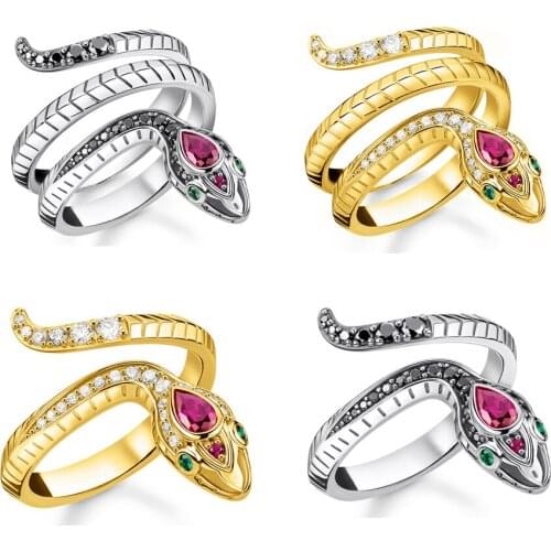 Magical Golden Color Snake Ring 925 Sterling Silver Punk Rebel Fine Jewelry Accessories for Men Women Gifts 2021 Summer New