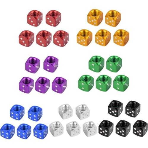 5pcs Aluminum Dice Valve Cap Tire Air Valve Stem Cap for Car Bicycle Wheel