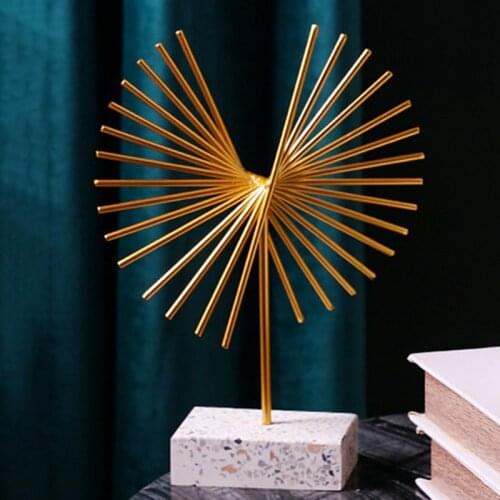 HOT Creative Modern Golden Iron Leaves Ornament Living Room Desktop TV Cabinet Home Decoration Ornaments Desktop Sculpture