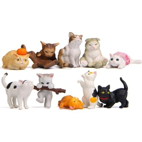 Fashion Japanese Cat Colorful Life Hand PVC Creative Landscaping Doll Healing Warm Cat Garden Miniatures Figurine Home Decor