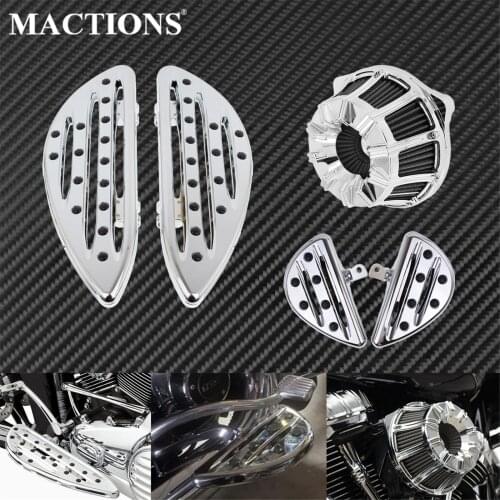 Motorcycle Chrome Driver Passenger Floorboard Front Rear Footpeg Footrest CNC Air Filter Cleaner For Harley Softail Dyna Touring