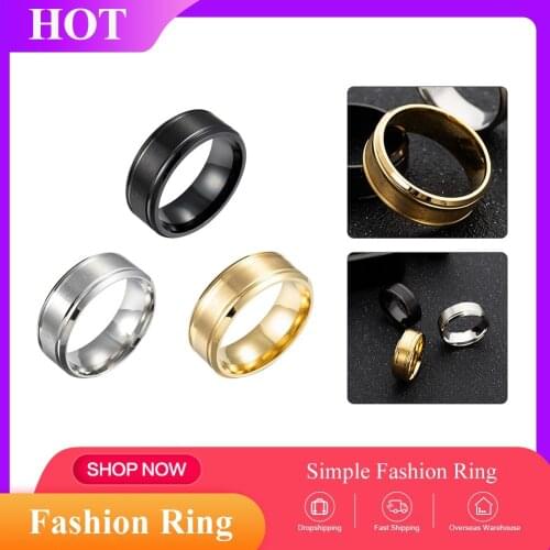 Men stainless steel ring 6-13 Size 8mm Wide Matte Double Beveled Simple Couples Wedding Ring Кольца Smooth Simple Statemen