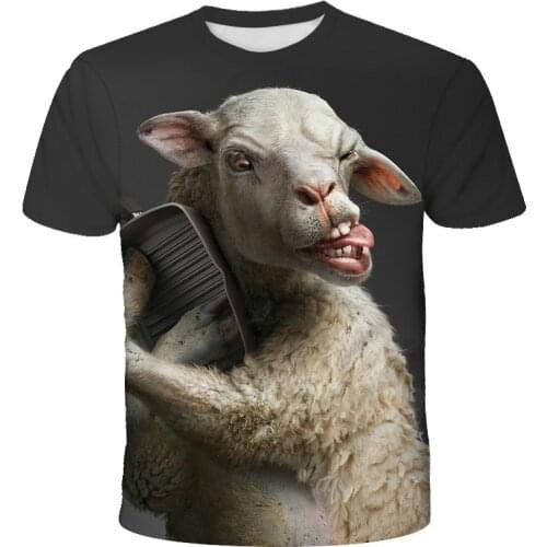 2021 summer new funny short-sleeved T-shirt mens fashion casual 3D animal print T-shirt stranger interesting tee mens clothing