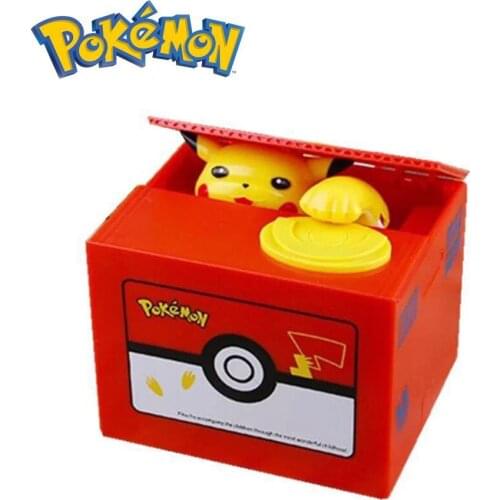 Original Takara Tomy Pokemon PiKachu Piggy Bank Cartoon Figures Printing Coins Collection Toy Chest for Kids Christmas Gifts