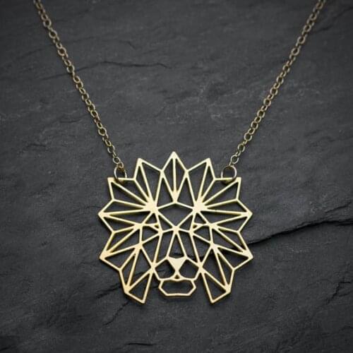 Lion Necklace Geometric origami lion head pendant necklace Women Accessories Jewelry