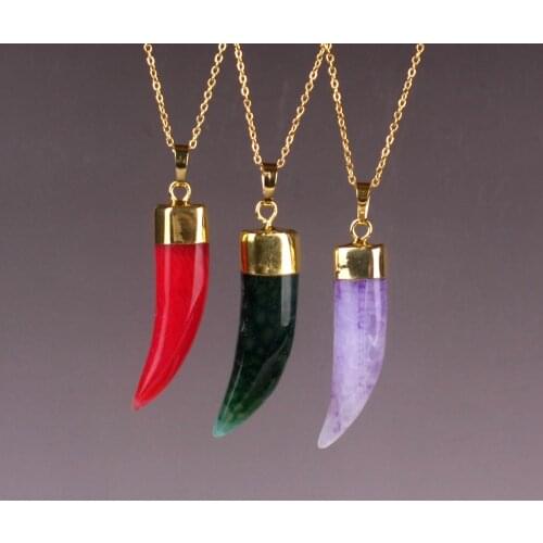 Druzy Micromart Moon Shape Natural Quartz natural Stone Pendant Necklace Women/Girl lover Valentines Day gifts