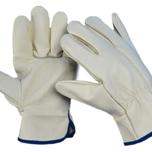 Mechanical Work Gloves Cowhide Leather Men Working Welding Gloves Safety Protective Wear-resisting Garden Gloves